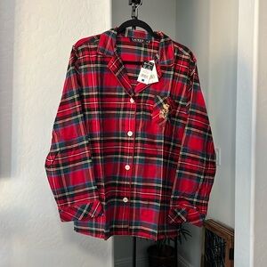 Ralph Lauren XL 2pc red plaid flannel pajama set